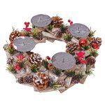 Couronne de l'avent hwc - h50, d�coration, arrangement de noel, bois, rond Ø 33cm sans bougies