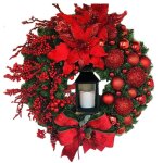 Couronnes de no�l de 38cm, guirlandes de fleurs artificielles, guirlandes de baies rouges, pour fen�tre, ...