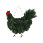 Couronne de no�l pour coq de no�l, plaques de gazon artificiel vert pour porte d'entr�e, d�coration de ...