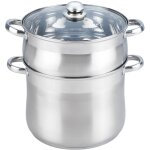 Couscoussier essentielb vapeur inox diam 26 cm + couvercle verre