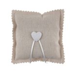 Coussin alliances c�ur 15x15cm natuel