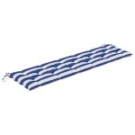 Coussin de banc rayures bleues et blanches 180x50x7 cm tissu vidaxl vidaxl