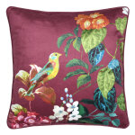 Coussin d�coratif motif oiseau et feuillage