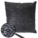 Coussin de d�coration, aspect baroque, coussin avec bourrage, noir, effet brillant 45x45cm