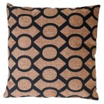 Coussin de d�coration, cercles, coussin avec bourrage, marron / noir, 45x45cm