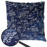 Coussin de d�coration, ecriture, coussin avec bourrage, bleu, aspect brillant, 45x45cm