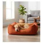 Coussin panier - rectangle l 100x80x25 cm - c�tel� - housse amovible lavable 30c - fond antid�rapant