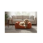 Coussin panier rectangulaire - cognac c�tel� - 80x67x22 cm - housse amovible - fond antid�rapant