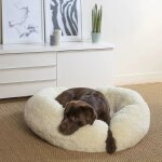 Coussin rond chat ou chien 95 cm relax ecru