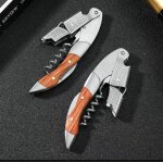Couteau d�capsuleur tire bouchon bois massif & acier