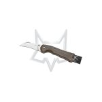 Couteau de champignon ferm� fox spora en acier inoxydable sandvik 12c27 satin blade, poign�e d'eucalyptus ...