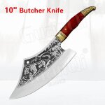 Couteaux de cuisine chinois couperet a viande forg, couteau de chef de boucher en acier inoxydable 5cr15 ...