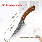 Couteaux de cuisine chinois couperet a viande forg, couteau de chef de boucher en acier inoxydable 5cr15 ...