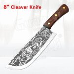 Couteaux de cuisine chinois couperet a viande forg, couteau de chef de boucher en acier inoxydable 5cr15 ...