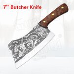 Couteaux de cuisine chinois couperet a viande forg, couteau de chef de boucher en acier inoxydable 5cr15 ...