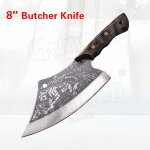 Couteaux de cuisine chinois couperet a viande forg, couteau de chef de boucher en acier inoxydable 5cr15 ...