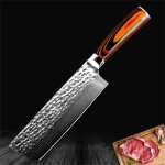 Couteau de cuisine japonais, chef, damas, motif marteau, couteau a viande, nakiri gyuto, couteau de boucherie, ...