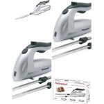 Couteau electrique blanc 150w avec lame inox de 24, 5cm decoupe les surgeles bouton double securite Couteau electrique blanc 150w avec lame inox de 24, 5cm decoupe les surgeles bouton double securite