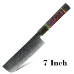Couteau nakiri de 7 pouces - grandl'os p couteau de cuisine damas vg10, ustensile de chef japonais en ...
