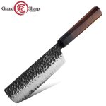 Couteau nakiri - couteaux de chef japonais professionnels 3 couches aus - 10 en acier, couperet a viande ...