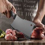 Couteau noir - couteau de boucher a os en acier inoxydable, couteau a découper pour la viande et les ... Couteau noir - couteau de boucher a os en acier inoxydable, couteau a découper pour la viande et les ...