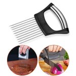 Couteau a oignon en acier inoxydable, fourchette a oignon, assistant de tranche alimentaire, légumes, ... Couteau a oignon en acier inoxydable, fourchette a oignon, assistant de tranche alimentaire, légumes, ...