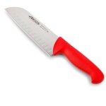 Couteau santoku arcos 2900 - prof 290622 avec poches en acier inoxydable nitrum et polypropyl�ne rouge ...