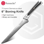 Couteau a dsosser en acier damas, 6   lame a noyau en acier vg10, eviscrer les os, couteaux de cuisine ...