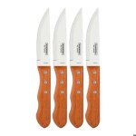 Couteau a steak - tramontina - jumbo - 4 pices - inox - bois marron