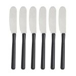 Couteaux a tartiner - lot de 6 - acier inoxydable - dos droit - poign�e en acier alli� - r�utilisable ...