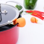 Couvercle de pot anti - débordement en silicone, mignon en forme de jambe de poulet, support de cuillère ... Couvercle de pot anti - débordement en silicone, mignon en forme de jambe de poulet, support de cuillère ...