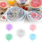 Couvercles en silicone pour bols a fruits, 6 pices, super extensibles, universel, pour aliments, facile ...