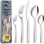 Couverts 30 pices pour 6 personnes, couverts de table en acier inoxydable, set couverts de table polis ...