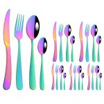 Couverts en acier inoxydable couleur or blanc 6 / 24 pices coutellerie couteau a steak fourchette cuillre ...