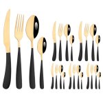 Couverts en acier inoxydable couleur or blanc 6 / 24 pices coutellerie couteau a steak fourchette cuillre ...