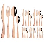 Couverts en acier inoxydable couleur or blanc 6 / 24 pices coutellerie couteau a steak fourchette cuillre ...