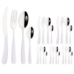 Couverts en acier inoxydable couleur or blanc 6 / 24 pices coutellerie couteau a steak fourchette cuillre ...