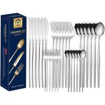 Couverts en acier inoxydable set de 30 pices, set de couverts en argent, finition mate, service de table ...