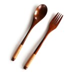 Couverts en bois de table portables, ensemble de 2 pices, avec cuillre utile, fourchette, vaisselle ...