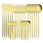 Couverts multicolores en acier inoxydable, 30 pices, service de table complet, fourchette a gteau aux ...
