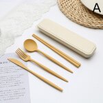 Couverts en paille de bl�, ensemble de couverts cr�atifs, fourchette cuill�re et baguettes, ensemble ...