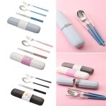 Couverts portables en acier inoxydable, fourchette cuillère couteau ensemble de voyage service de dîner, ... Couverts portables en acier inoxydable, fourchette cuillère couteau ensemble de voyage service de dîner, ...