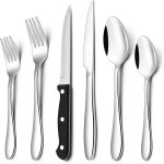 Couverts de table, lot de 36 couverts en acier inoxydable avec couteaux a steak, set de couverts avec ...