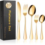 Couverts de table or pour 6 personnes, 30 pices set de couvert de table, mnagre en acier inoxydable, ...