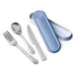 Couverts transportables - cuill�re - fourchette - couteau - inox - bo�te bleu - maped