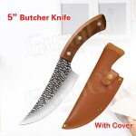 Avec couverture - couteaux de cuisine chinois couperet a viande forg, couteau de chef de boucher en ...