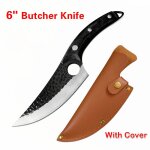 Avec couverture - couteau a dsosser en acier inoxydable avec manche en bois, couteau de chef forg, ...