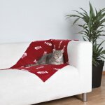 Couverture doubl�e chat polaire bordeaux 100 x 70 cm