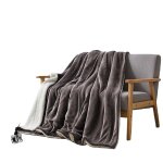 Couverture en laine d'agneau gris argent� - plaid doux, chaud et moelleux pour l'hiver s
