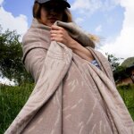 Couverture laine m�rinos tr�s douce rose poudr� 240x300 cm